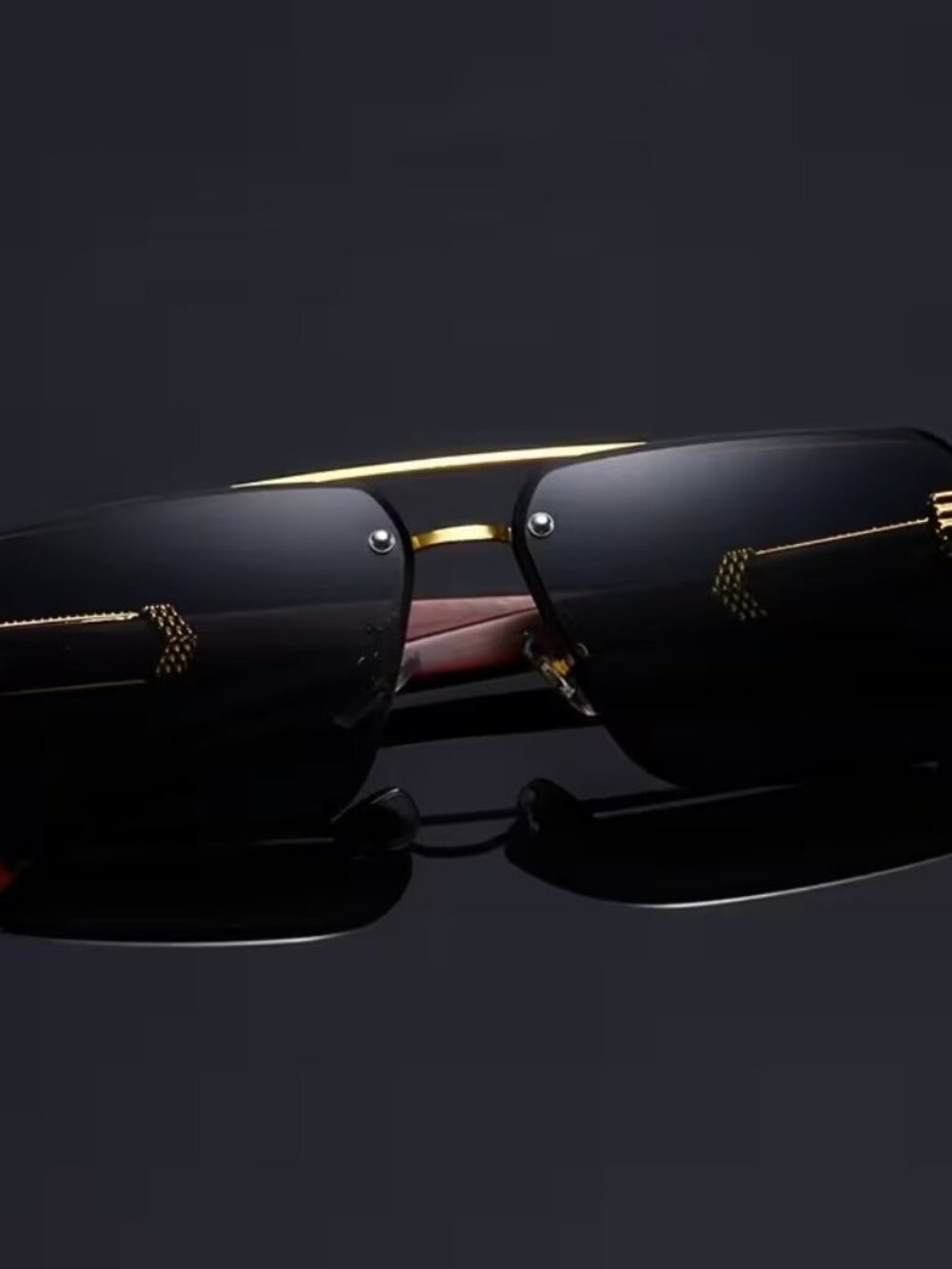 Double Bridge Rimless Sunglasses - Picture 2 of 3